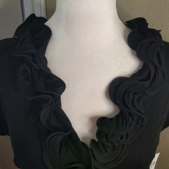 B.Wear Short Sleeve Size L Swirl Collar Blouse - Picture 3 of 13